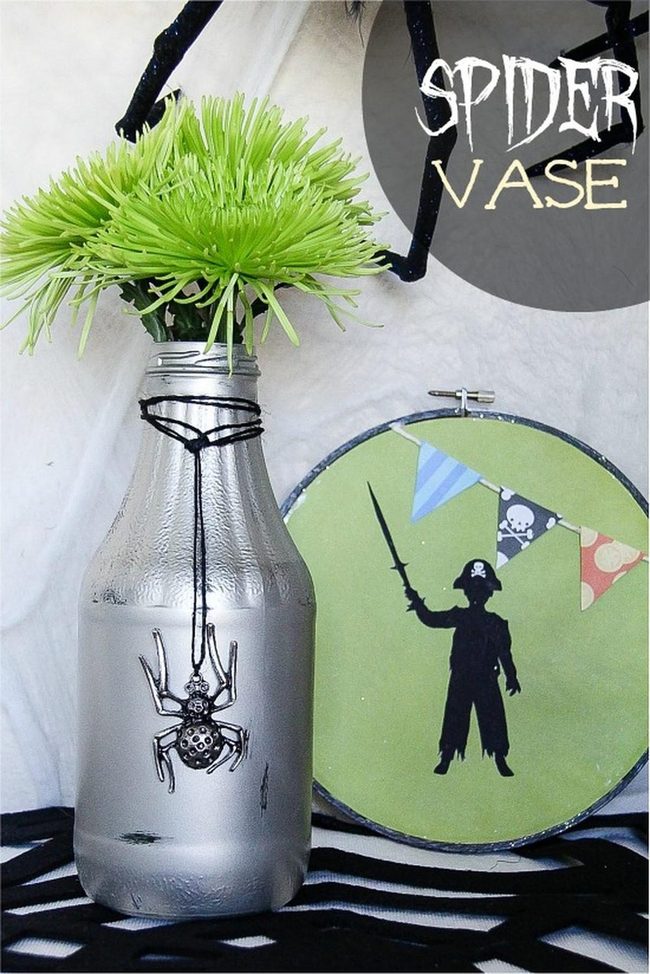 Silver Vases With Emerald Flowers And Pirate Charm