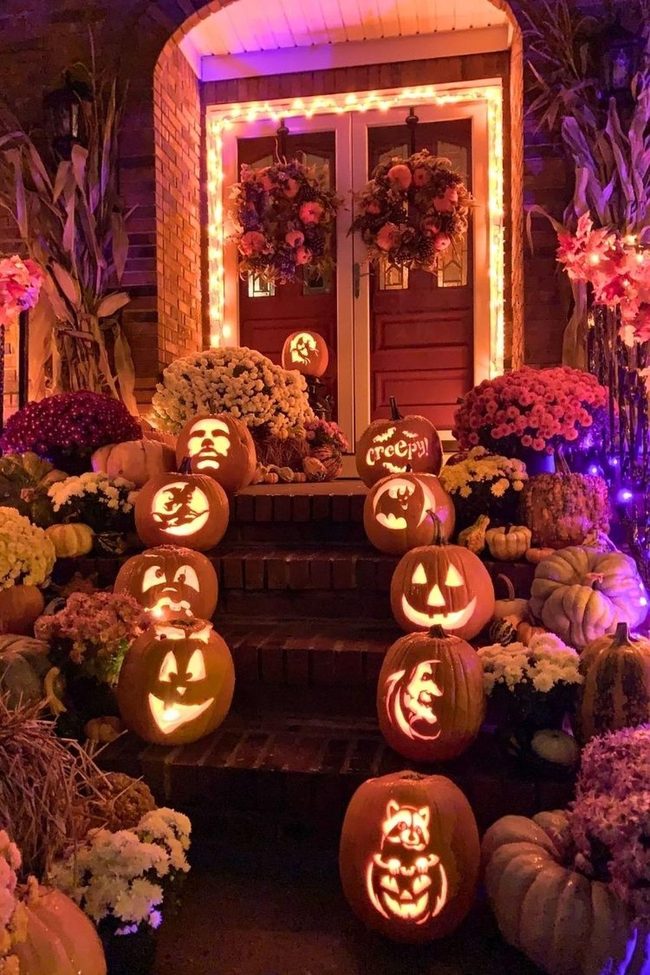 Orange Pumpkin Stair Lineup