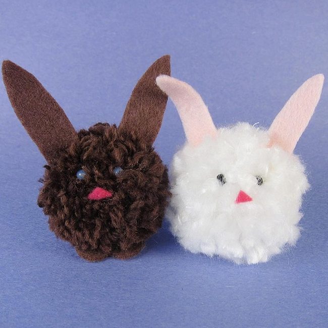 Yarn Bunnies With Felt Ears