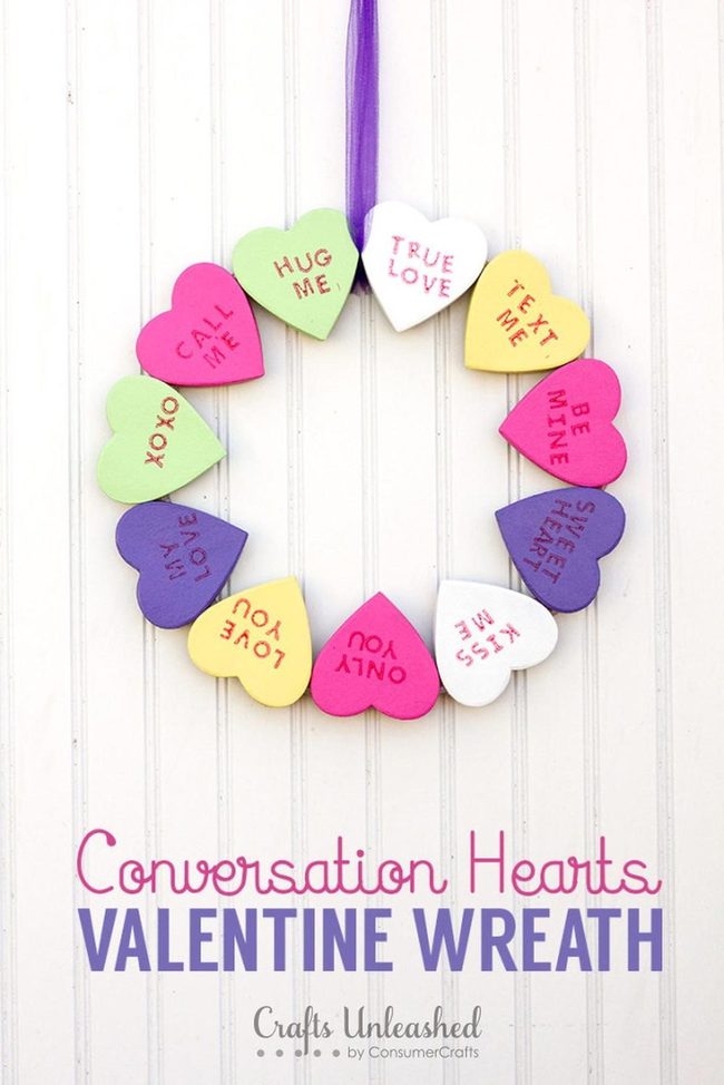 Colorful Hearts Purple Ribbon Wreath