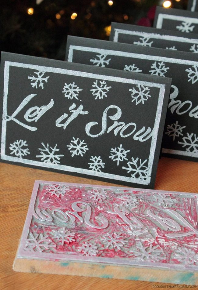 White Snowflakes On Black Cards