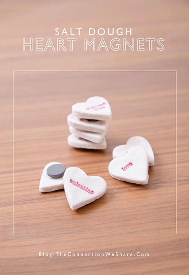 Red-Stamped White Heart Magnets