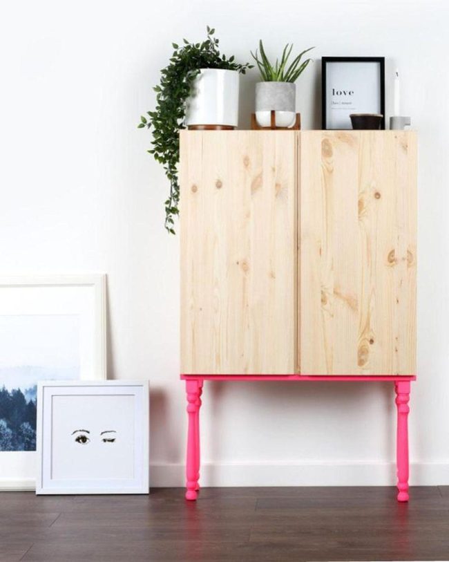Hot Pink Legs Elevate Timber Cabinet