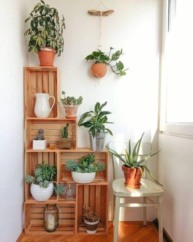 Stacked Wood Crate Garden