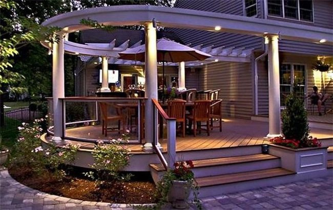 Spiraling Lights, Open Views, Wood Deck