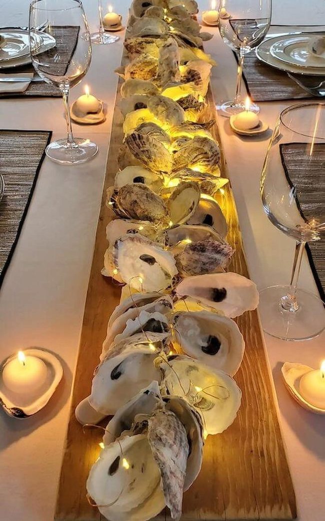 Oyster Shell Centerpiece With Lights