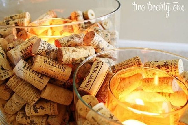 Cork Candleholders With Glowing Gaps