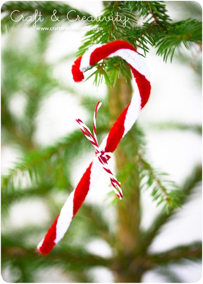 Striped Yarn Candy Canes