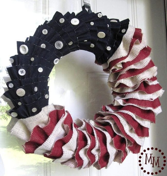 Blue Denim Burlap Wreath