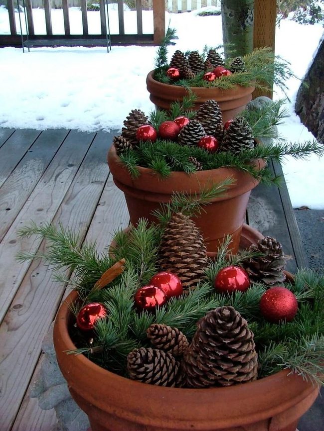 Jewel Pinecones With Evergreen Branches