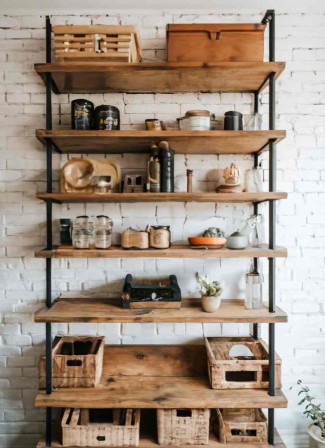 Steel Pipes Meet Wooden Shelves