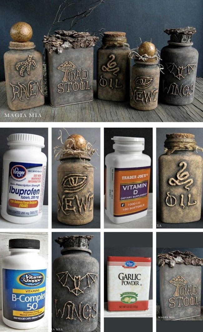 Glitter-Filled Witch Bottles