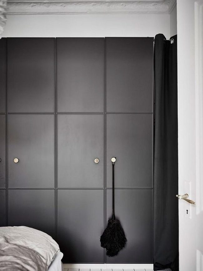 Black Cabinetry Bedroom Contrast