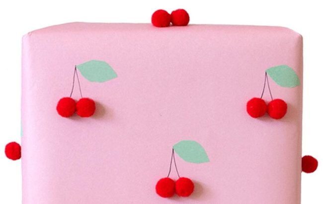 Pink Gift Boxes With Pom-Pom Cherries