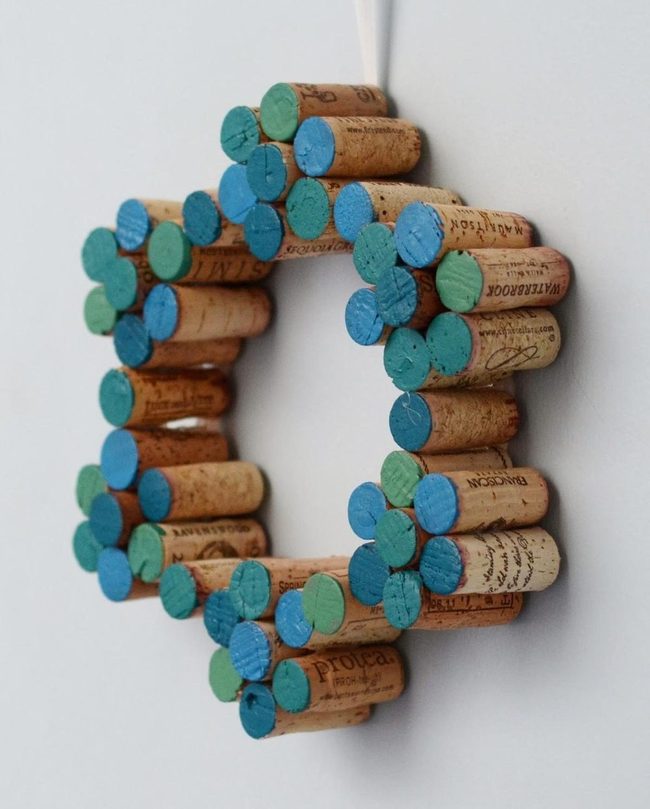 Painted Cork Circle In Blue