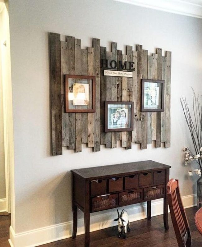 Brown Wood Pallet Gallery Wall