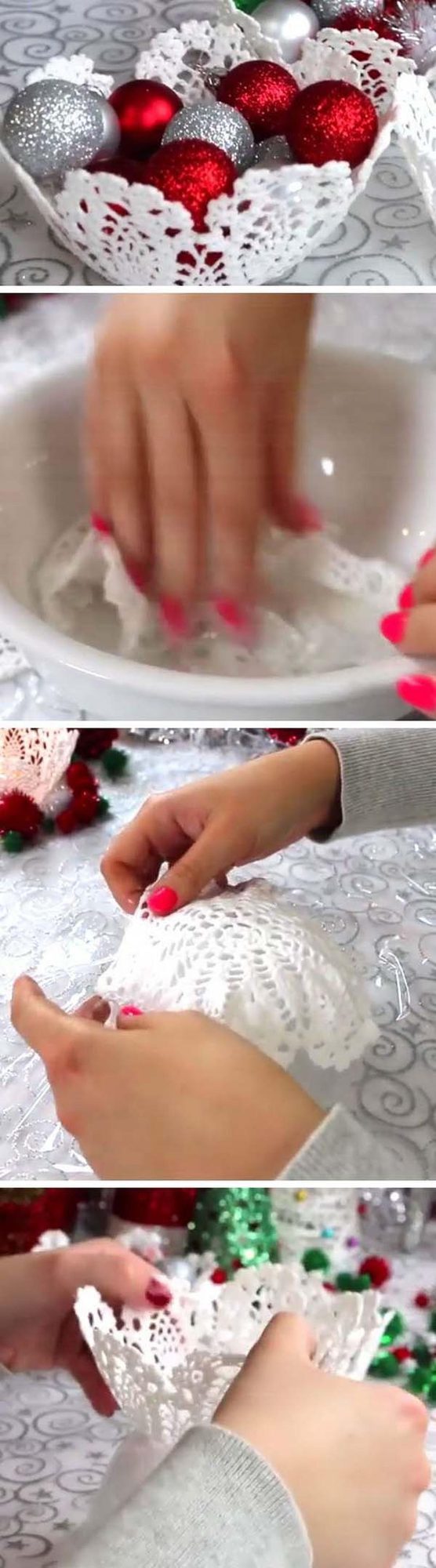 Glitter Paper Doily Bowls