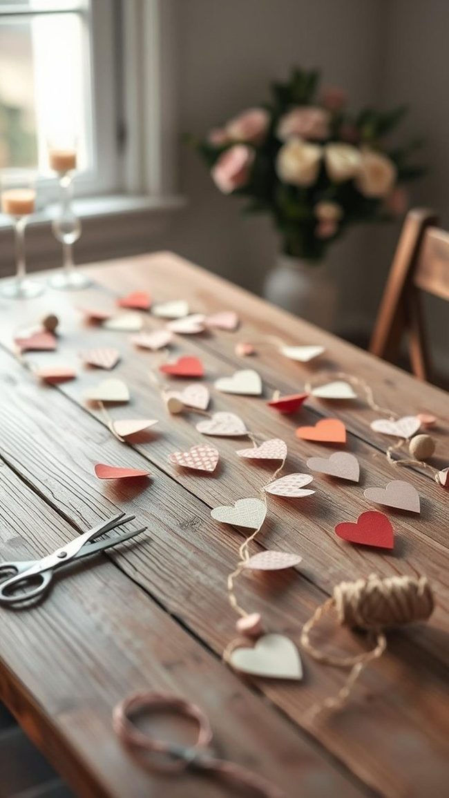 Red Pink White Heart Garland