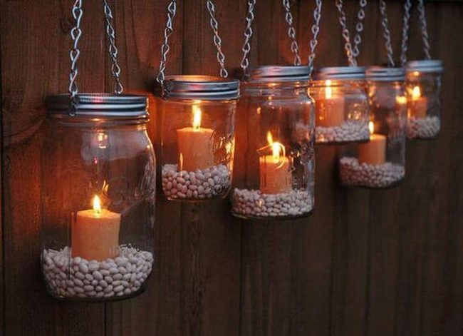 Candlelit Mason Jar Lanterns