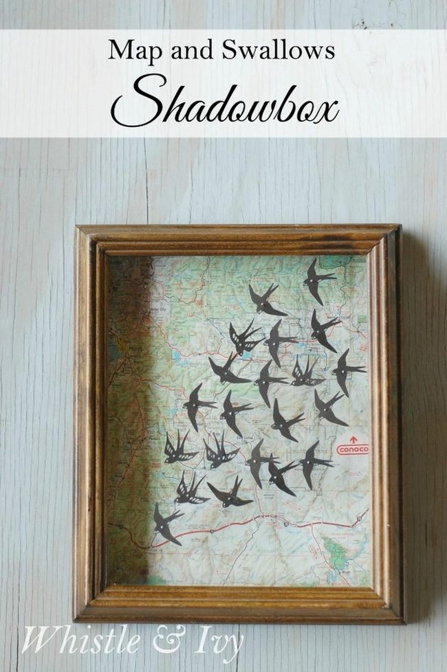 Vintage Maps And Flying Silhouettes