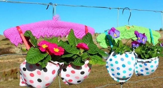 Polka Dot Fabric Planters