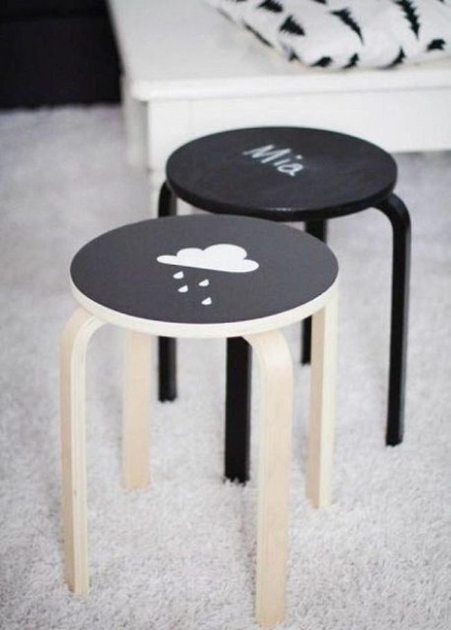 Black Stools, White Cloud Pattern