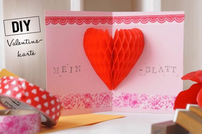 Red Honeycomb Heart Card