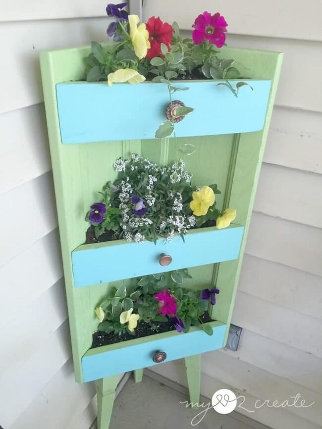 Stacked Wooden Drawers, Blooming Corners