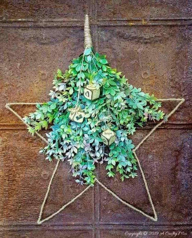 Twine-Wrapped Faux Greenery Star