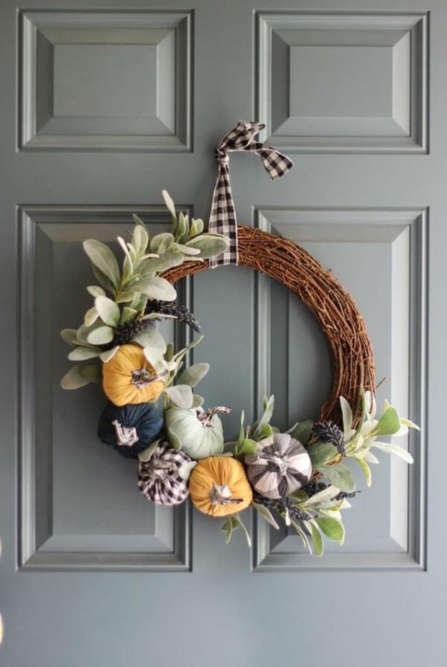 Mini Pumpkin Grapevine Door Wreath