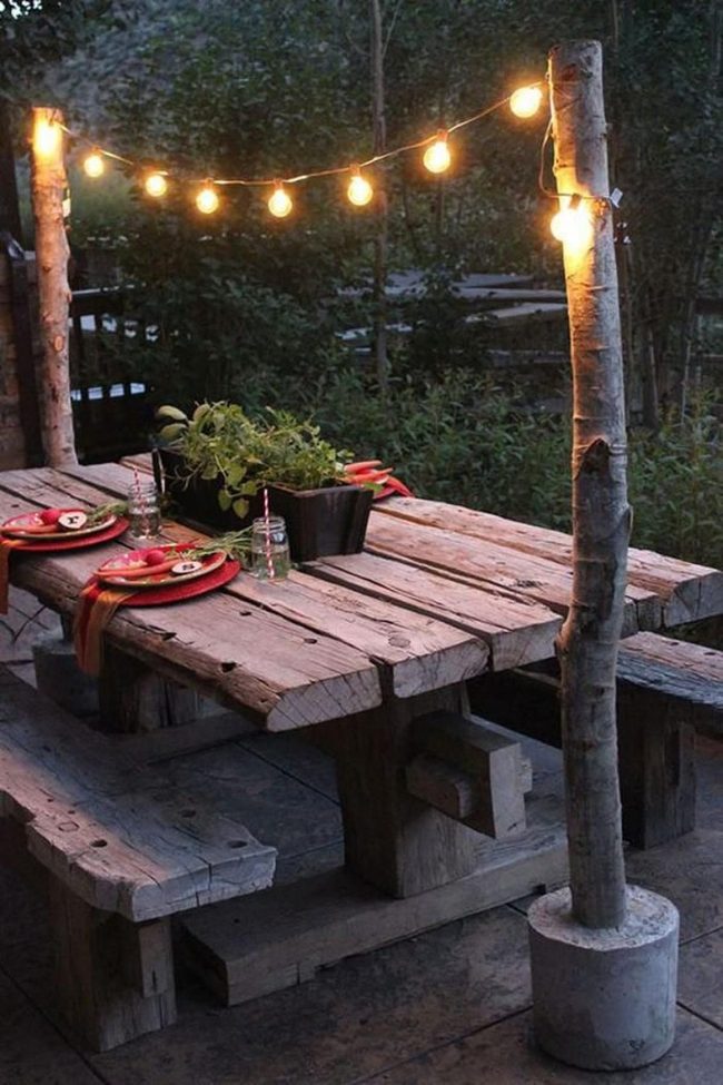 Picnic Table Under Starlight