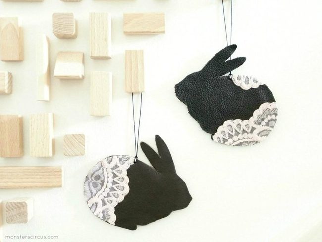 Black Bunny Lace Ornaments