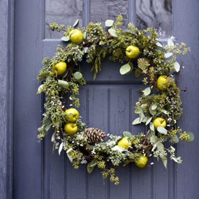 Yellow Apple Blue Door Wreath