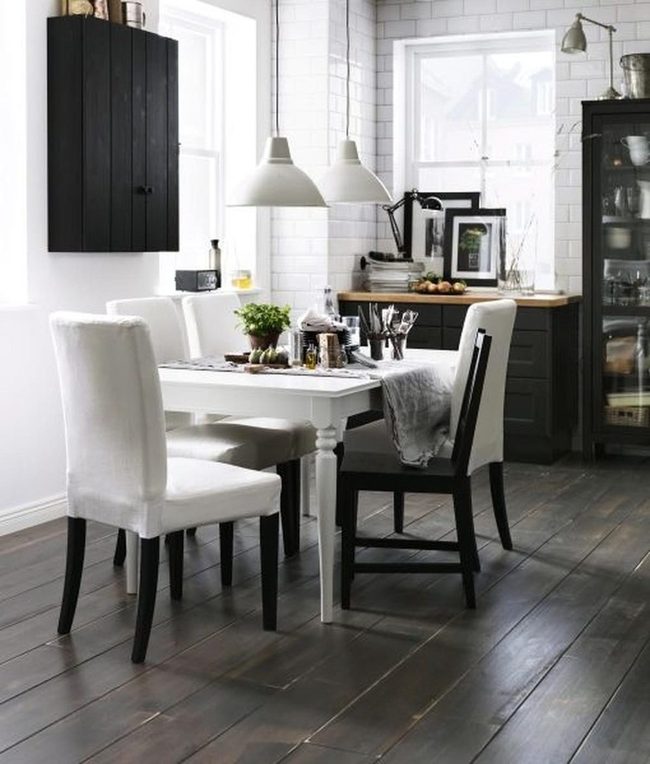 Black Pendant Lights Over White