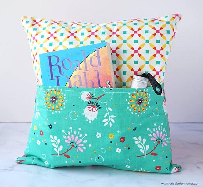 Patterned Pocket Pillow For Book Lovers