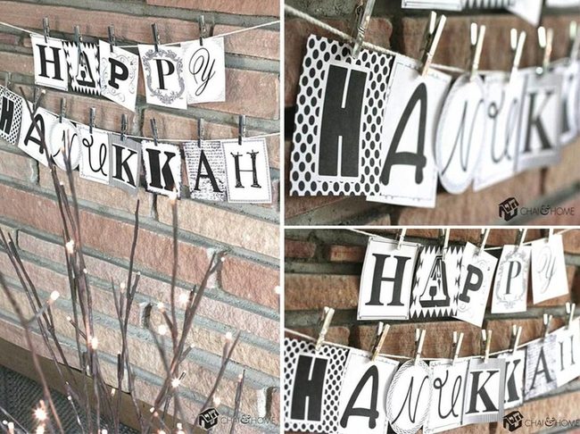 Black And White Hanukkah Banner