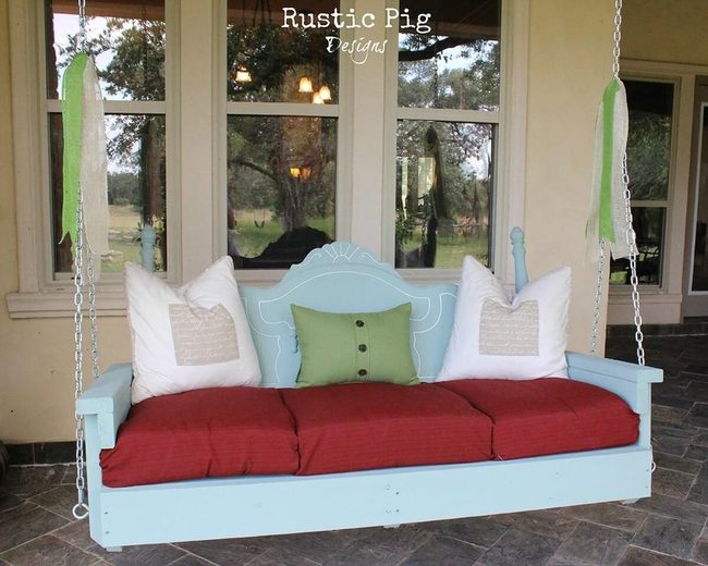 Carved Headboard Porch Swing