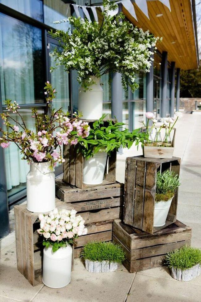 Stacked Wood Plant Platforms