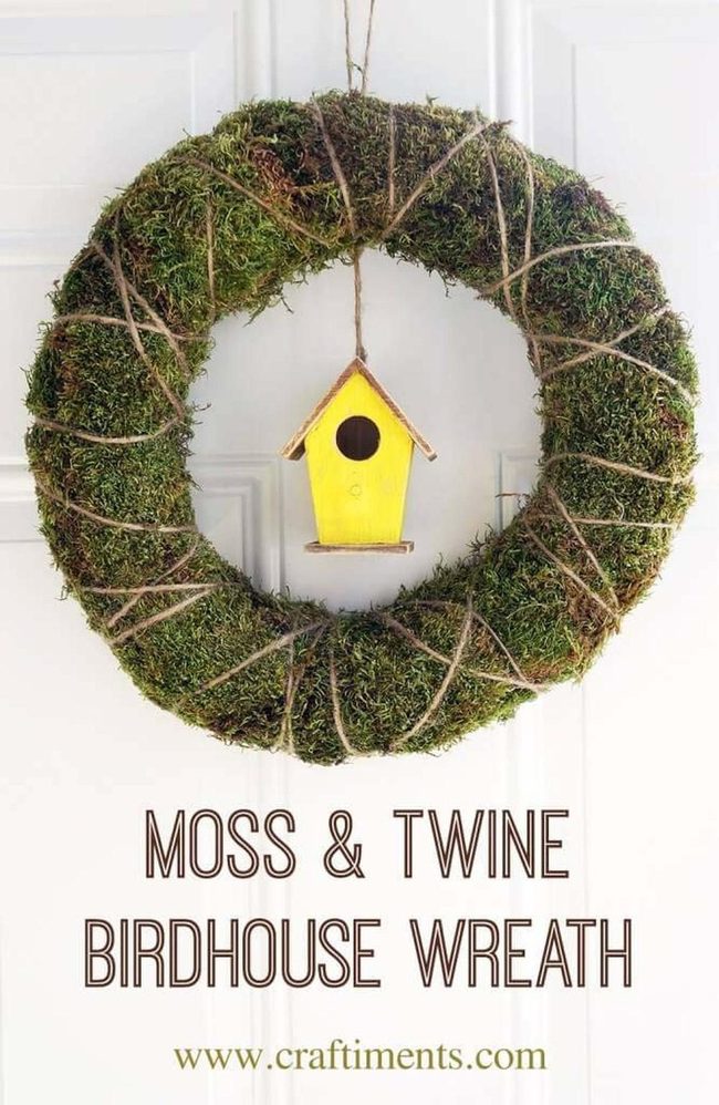 Moss Green Birdhouse Wreath