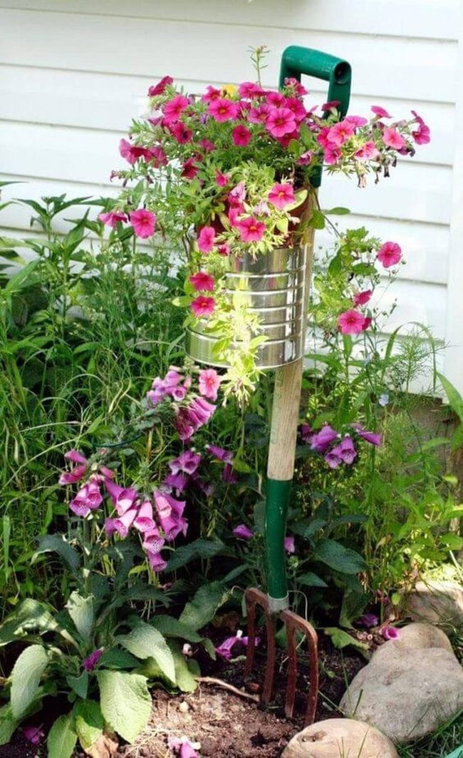 Vintage Fork Bucket Flower Spill