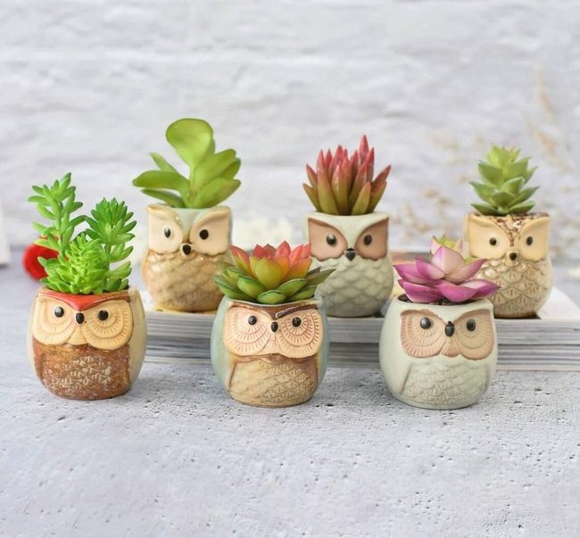 Ceramic Owls In Earth Red