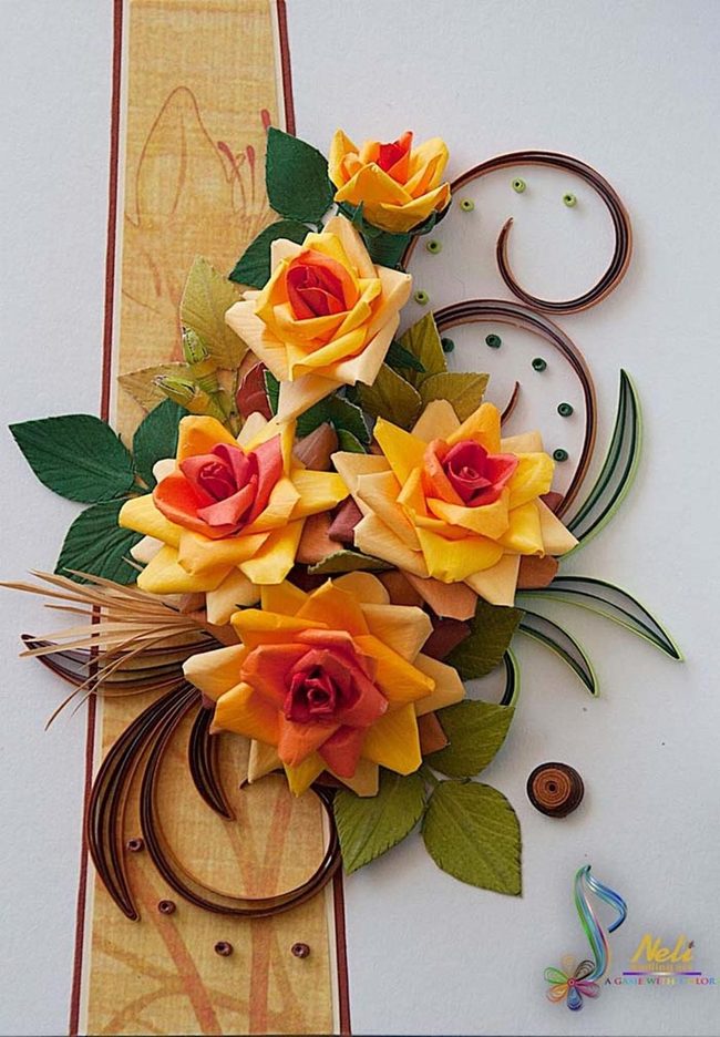 Orange Paper Roses With Layered Petals