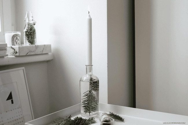 Evergreen Twigs In Clear Glass