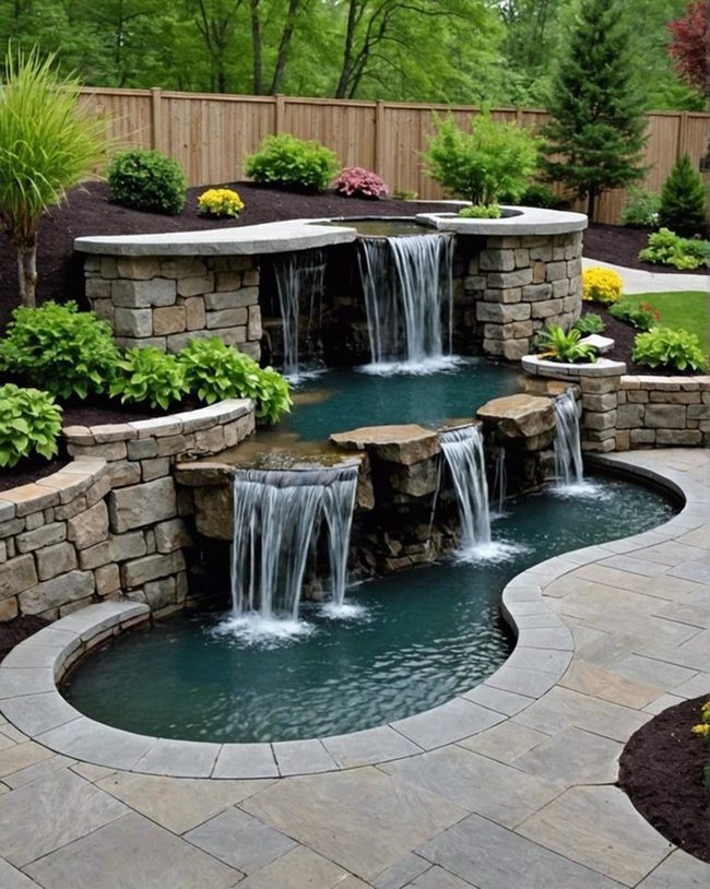 Concrete Patio Cascading Water Feature