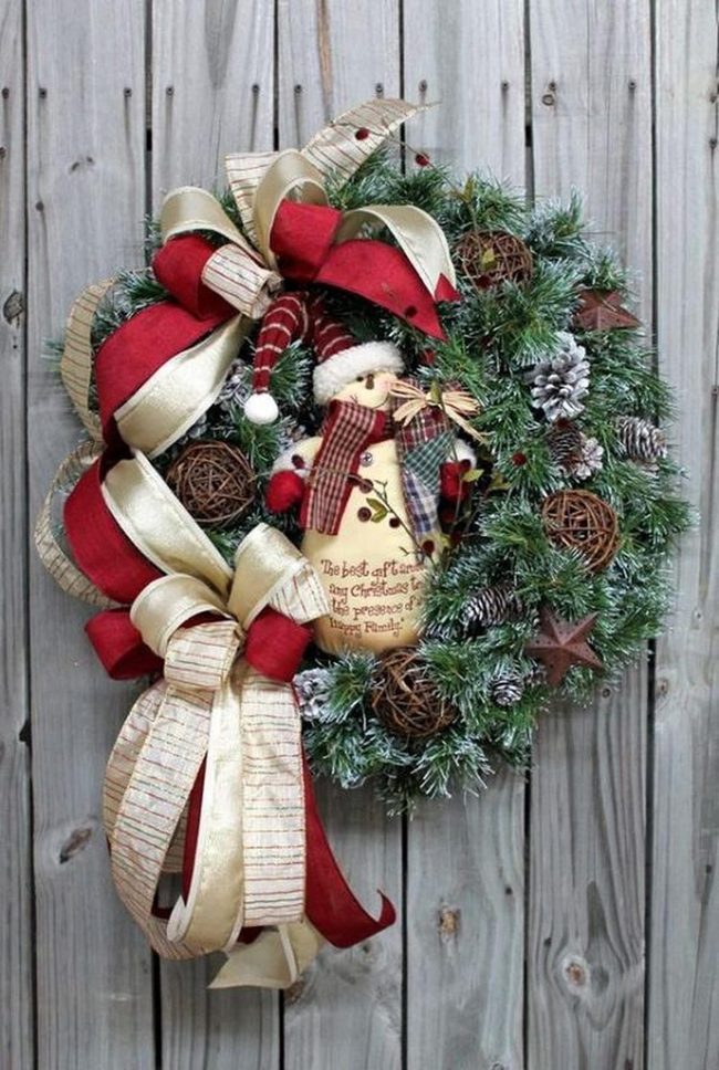 Smiling Snowman Door Wreath