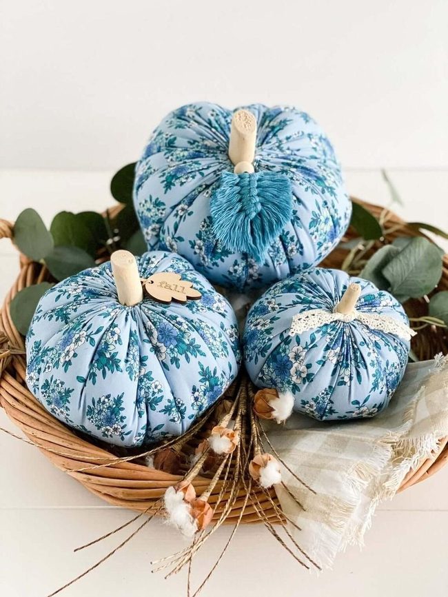 Blue Painted Pumpkins French Style