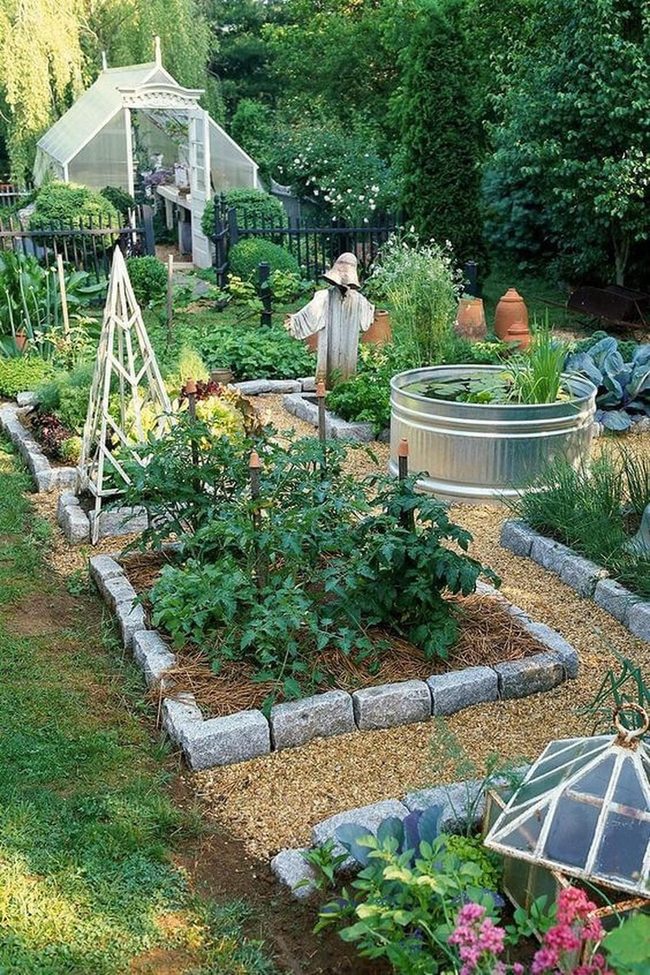 Stone Pathway Through Garden Beds