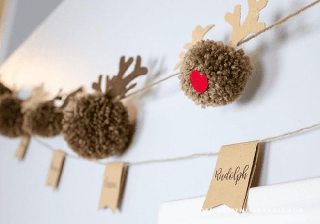 Fuzzy Reindeer Pom Ornaments