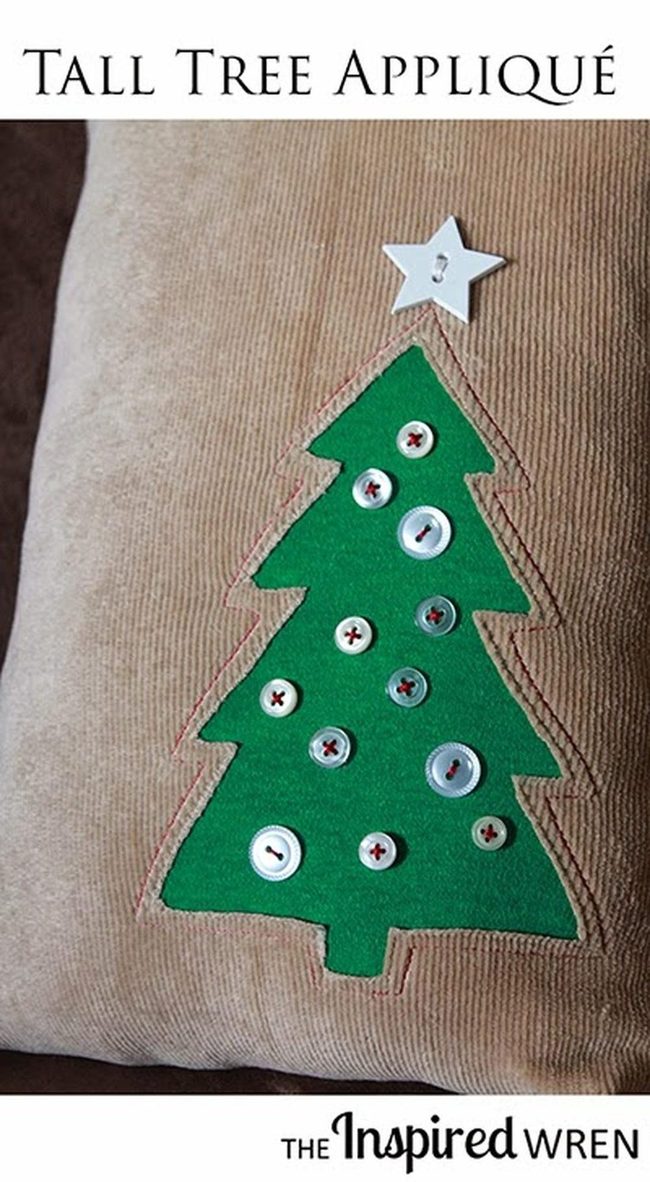 Green Felt Tree With White Buttons
