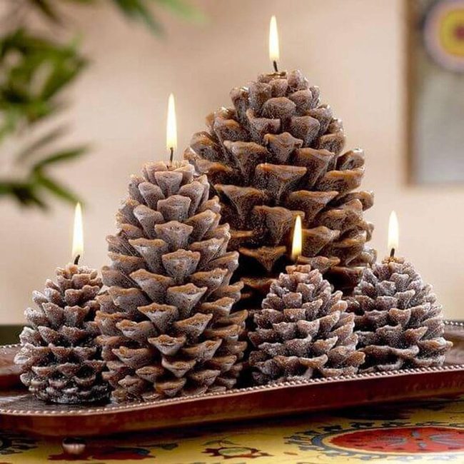 Pinecone Candle Holders, Earthy Glow